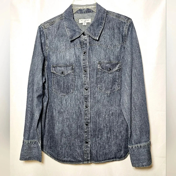 Nili Lotan x Target Womens Blue Denim Collared Jean Button-up Shirt Size XL - Picture 1 of 7